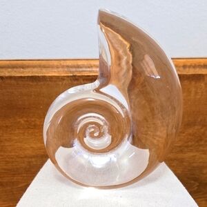 Val St Lambert Snail Shell Paperweight Belgium Lead Crystal